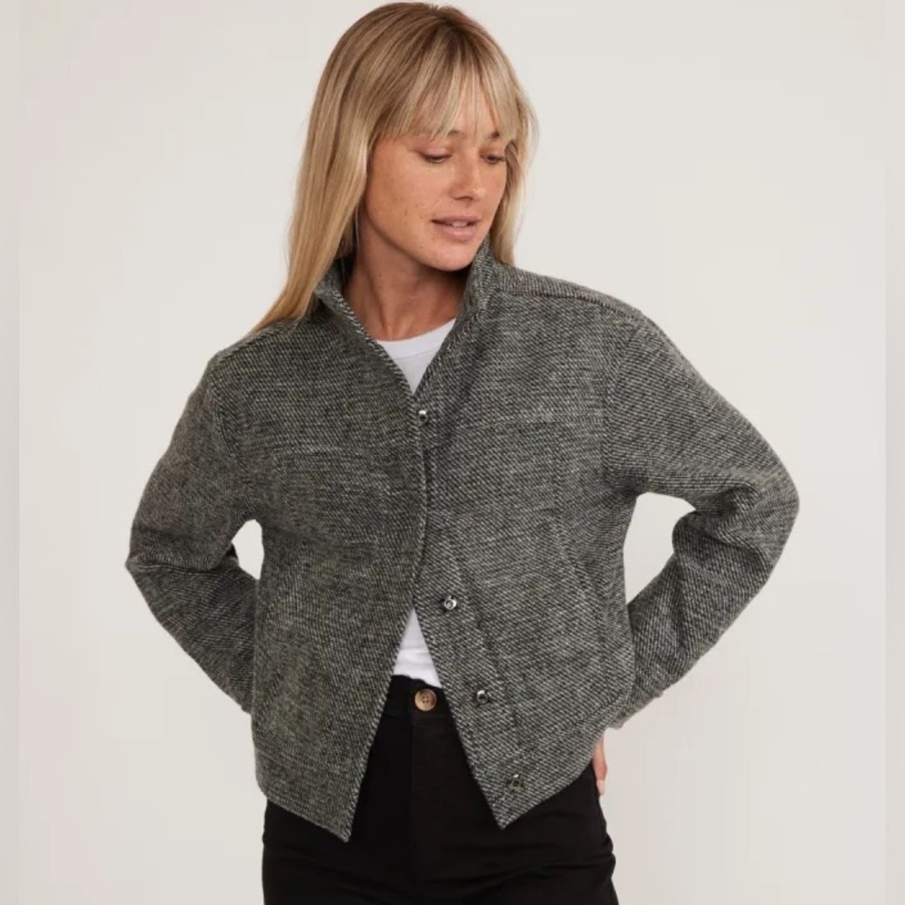 NWT Marine Layer Asheville Cropped Jacket Black Heather Size S